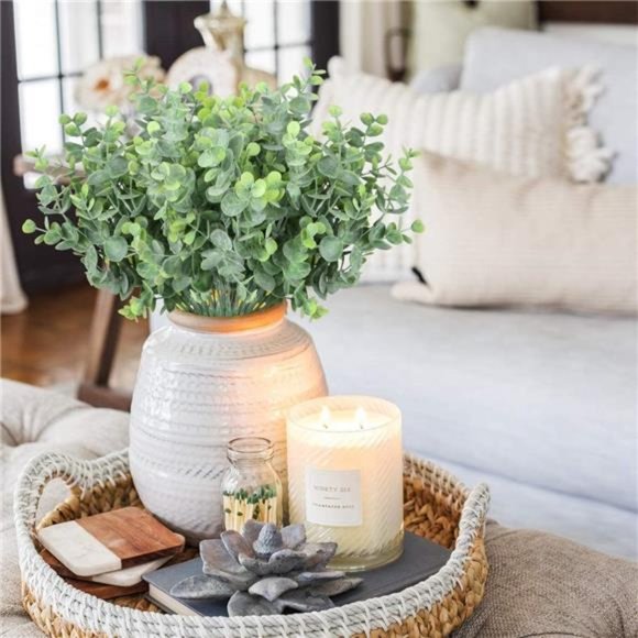 Artificial 6Pcs Faux Eucalyptus Leaves Stems Spray Fake Plants Indoor Eucalyptus - Picture 2 of 7